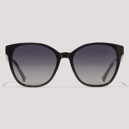 Ana Hickmann Nina 9 A02P Preto e Prata Brilho Preto Polarizado - Sol - 54 mm