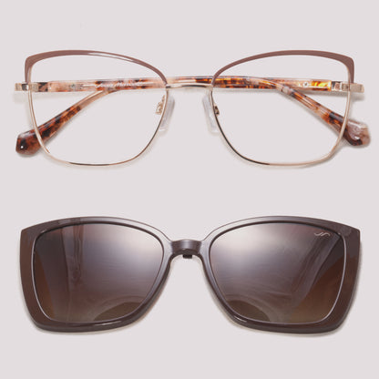 Jean Marcell JM1075C 04A Clip on Dourado Brilho Marrom Degradê - Grau - 54 mm