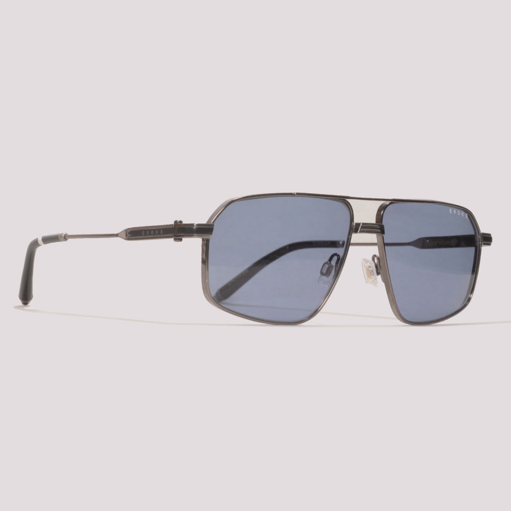 Evoke Shelby 06T Titanium 02A Cinza e Preto Brilho Azul Degradê - Sol - 57 mm