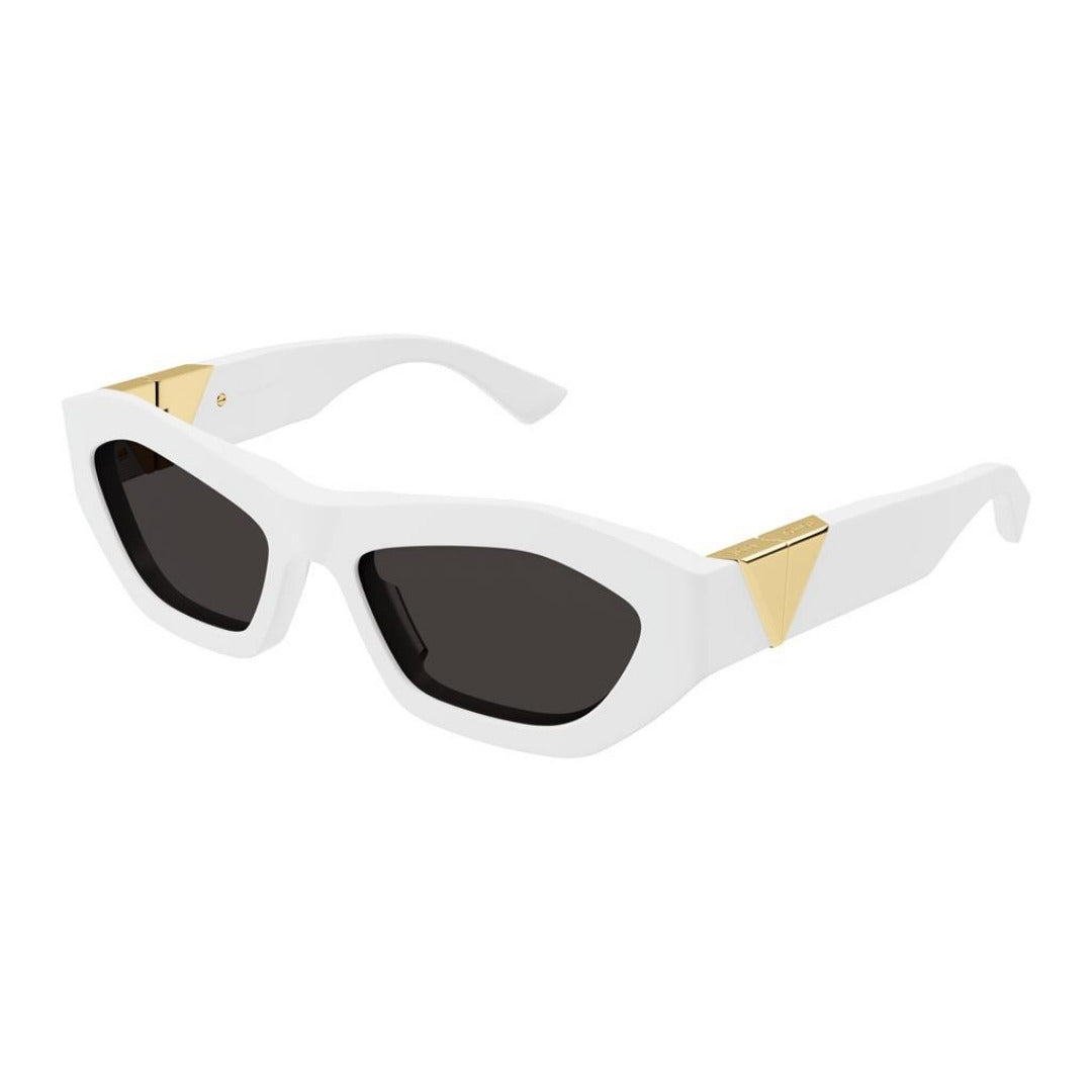 Bottega Veneta BV1221S 004 Branco Brilho e Dourado Preto - Sol - 54 mm