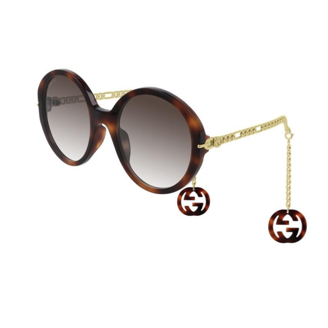 Gucci GG0726S 002 Marrom Mesclado Marrom Degradê - Sol - 56 mm