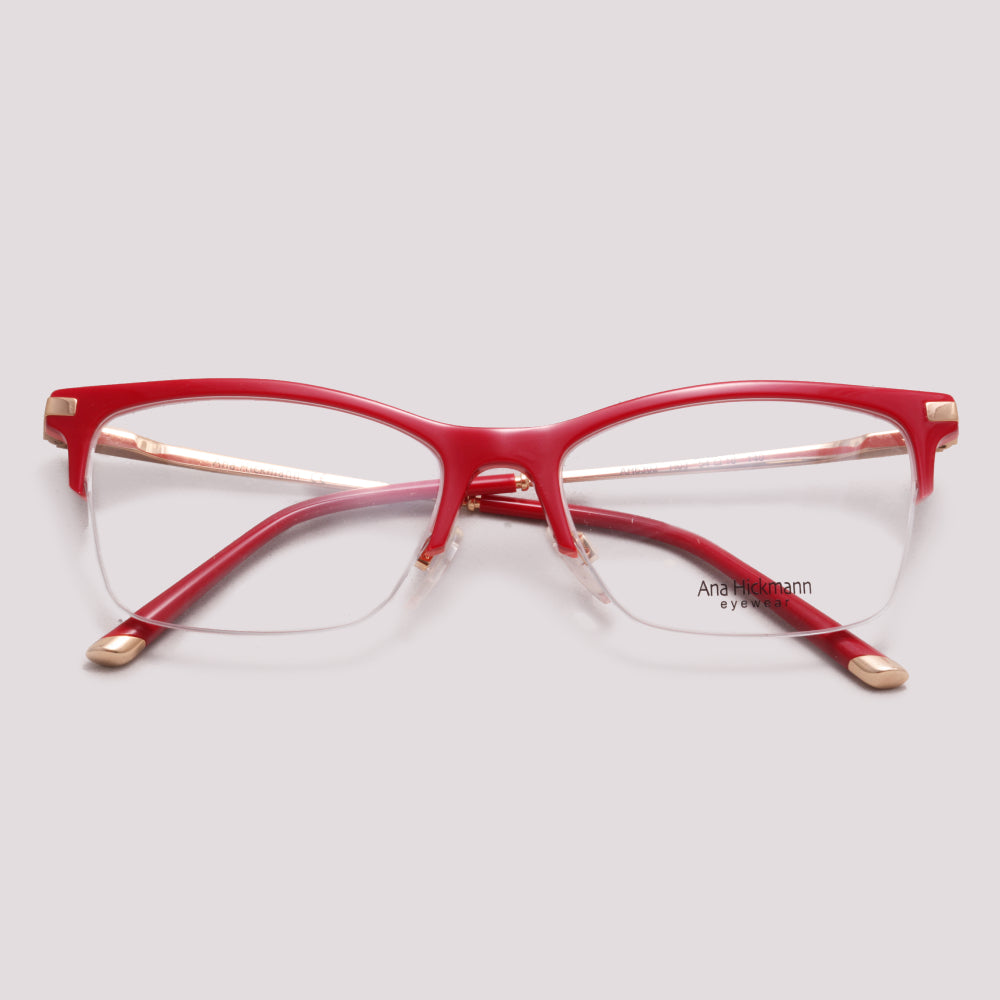 Ana Hickmann AH6302 H03 Vermelho E Dourado Brilho - Grau - 54 mm