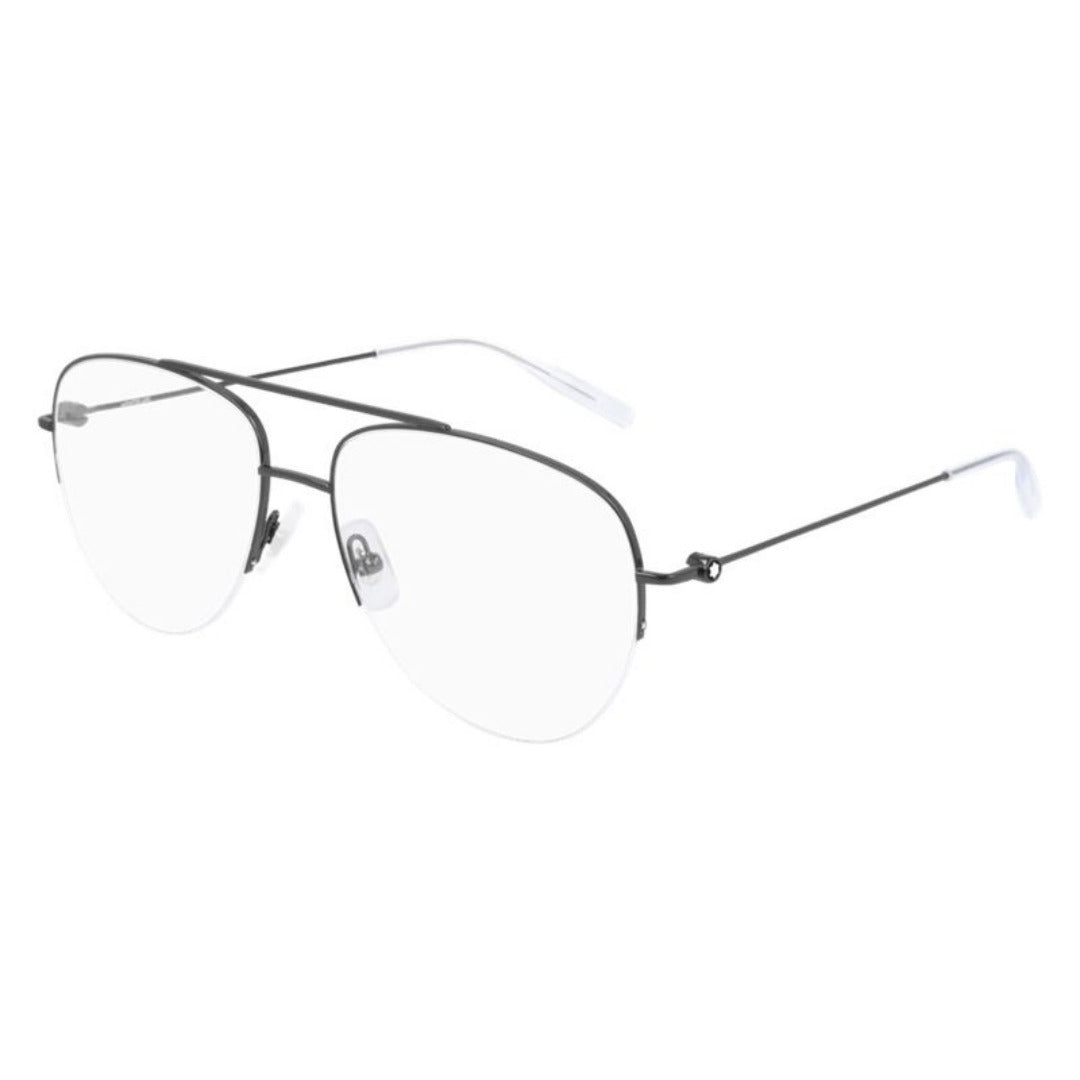 Montblanc MB0077O 001 Preto Brilho - Grau - 57 mm