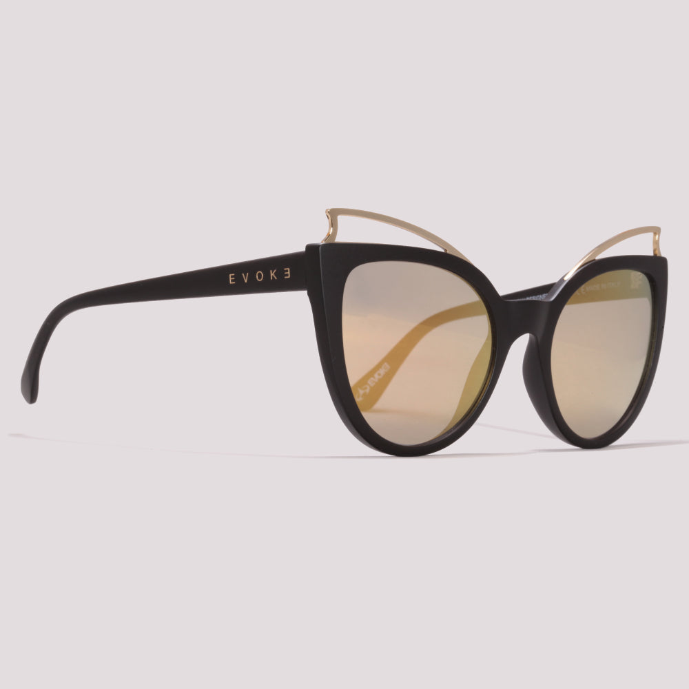 Óculos de Sol Evoke Penelope A12S Black Matte Gold / Champagne Flash Mirror Unico - Lente 5,6 cm