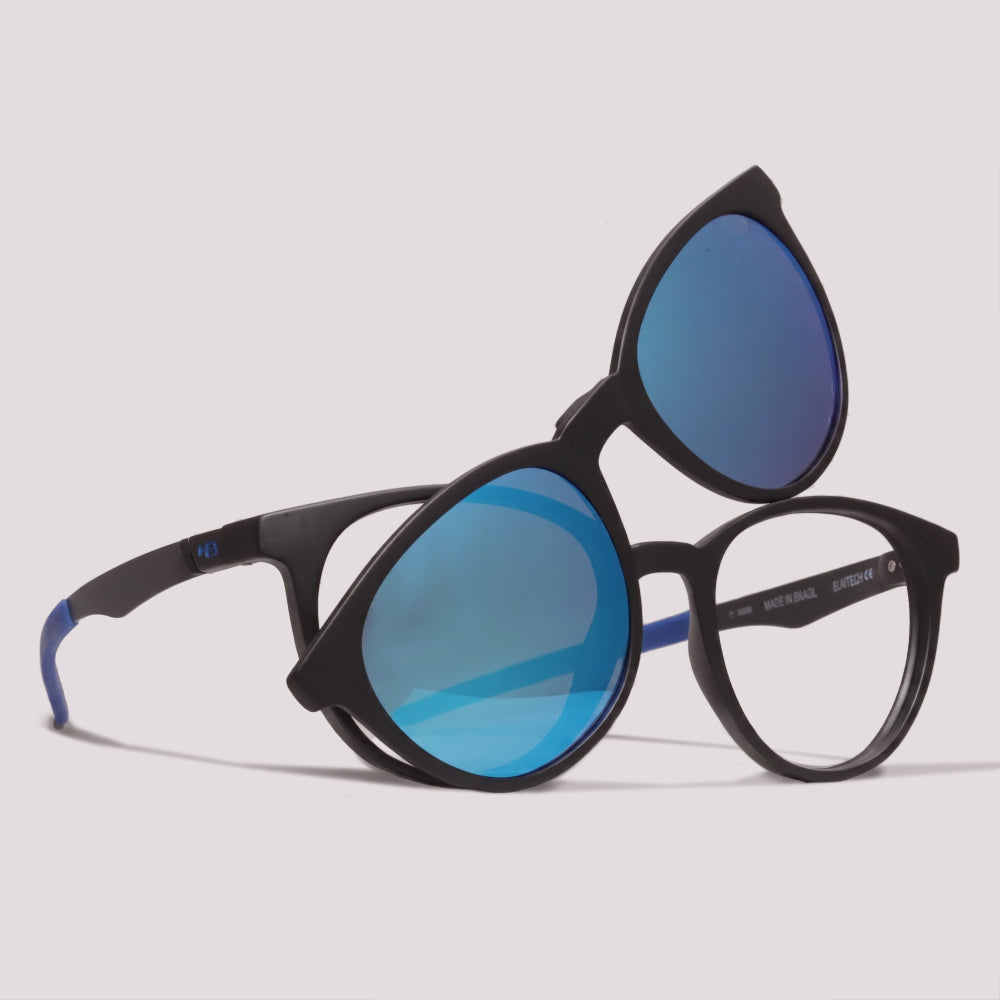 HB Duotech 0253 Clip On Matte Black D. Blue / Blue Polarized - 49 mm  - Grau