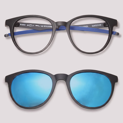 HB Duotech 0253 Clip On Matte Black D. Blue / Blue Polarized - 49 mm  - Grau