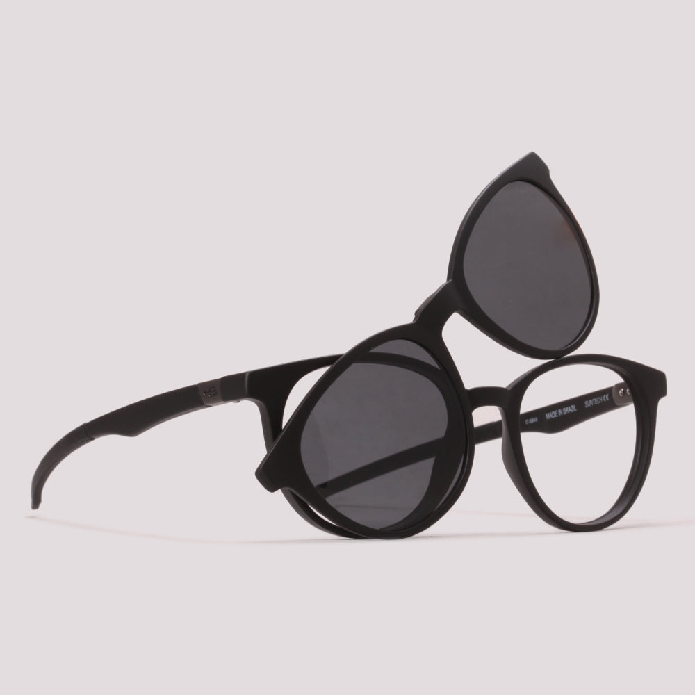 HB Duotech 0253 Clip On Preto Fosco Cinza Polarizado - Grau - 49 mm