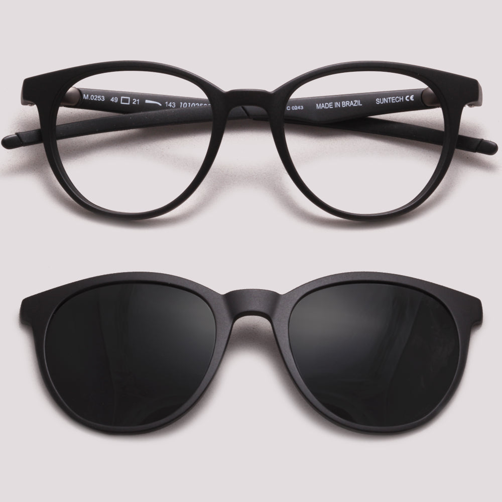 HB Duotech 0253 Clip On Preto Fosco Cinza Polarizado - Grau - 49 mm