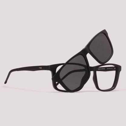 HB 0351 Switch Clip On Preto Fosco Cinza Polarizado - Grau - 52 mm