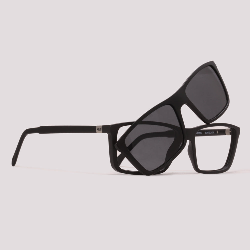 HB 0379 Switch Clip On Preto Fosco Cinza Polarizado - Grau - 55 mm