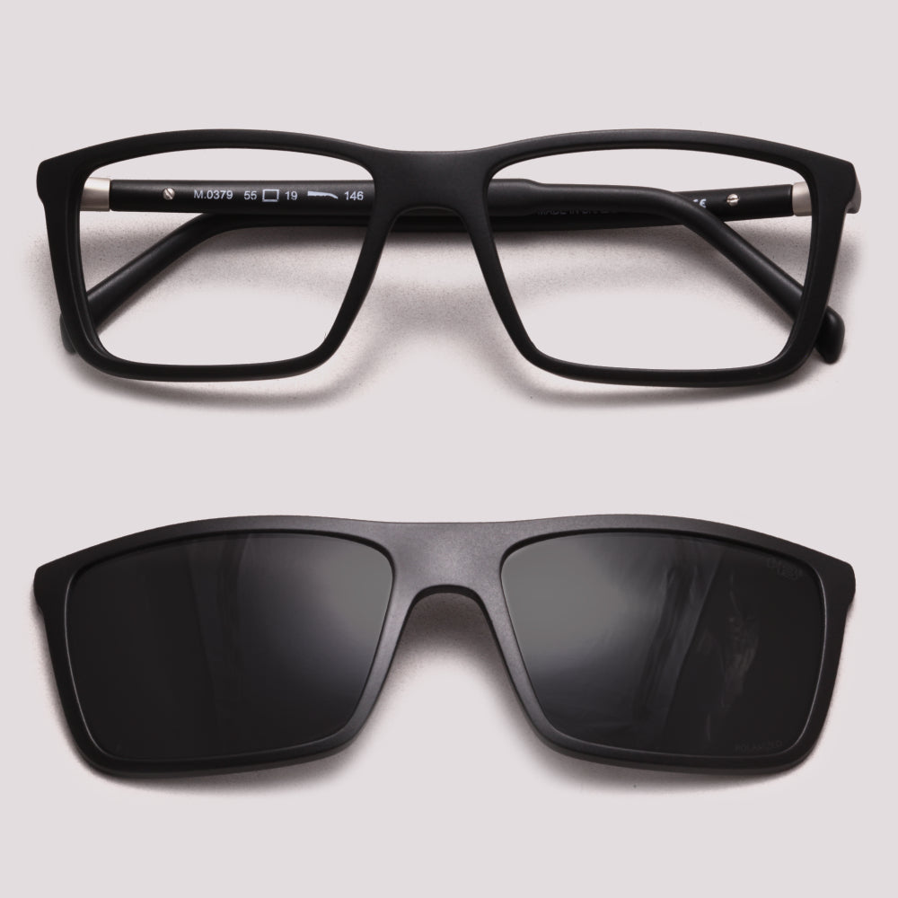 HB 0379 Switch Clip On Preto Fosco Cinza Polarizado - Grau - 55 mm