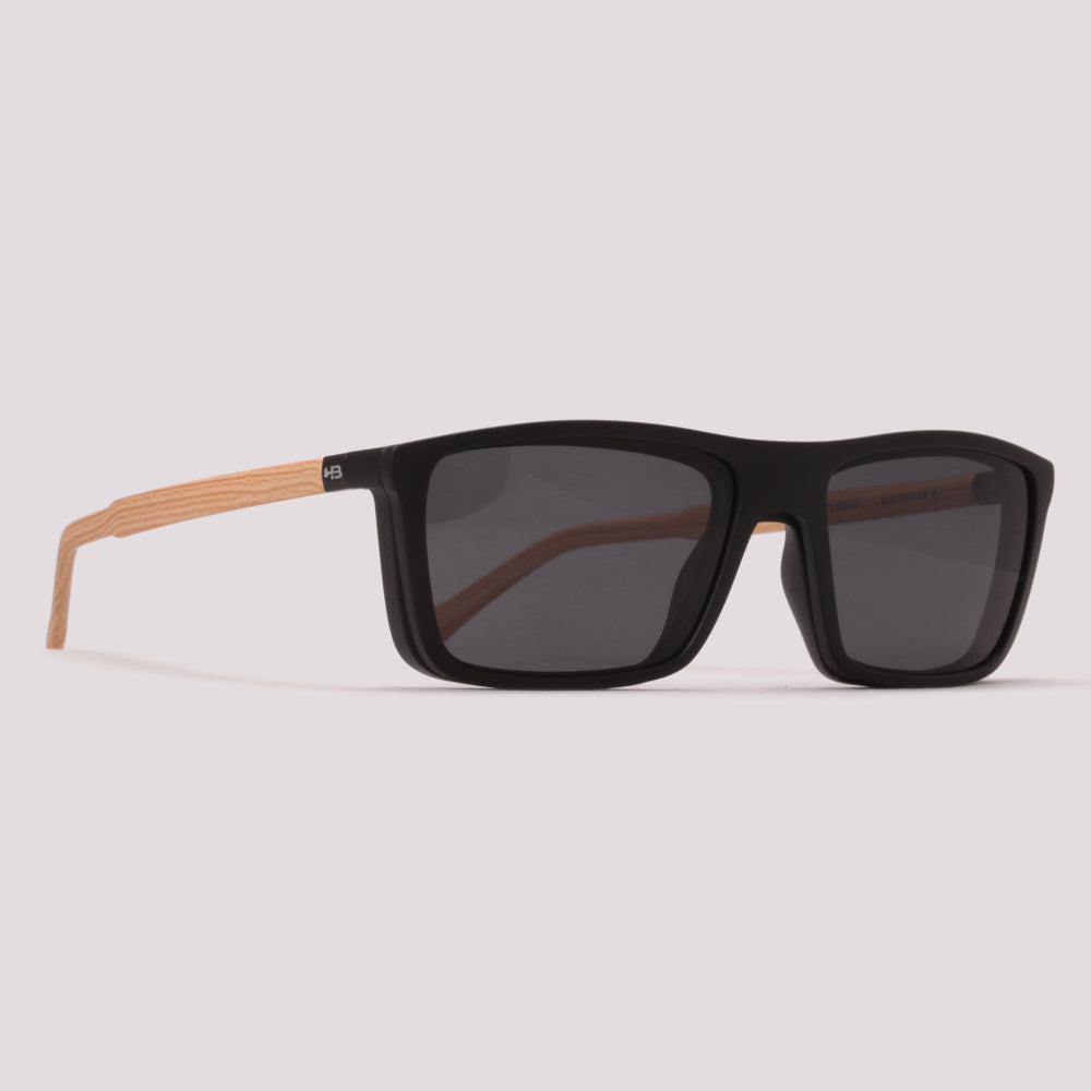 HB 0379 Switch Clip On Preto Fosco Madeira Cinza Polarizado - Grau - 55 mm