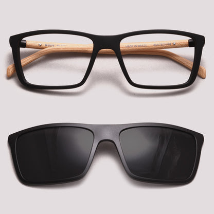 HB 0379 Switch Clip On Preto Fosco Madeira Cinza Polarizado - Grau - 55 mm