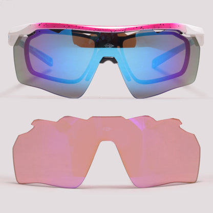 Óculos para Beach Tenis Mormaii Clip On Smash 2 Rosa e Branco Brilho/ Azul Espelhado/ Marrom Espelhado - Lente 15,0 cm