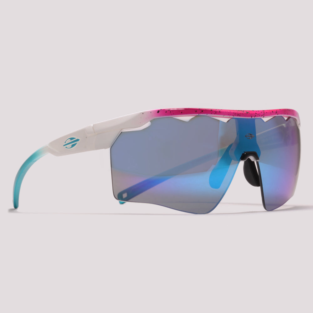 Óculos para Beach Tenis Mormaii Clip On Smash 2 Rosa e Branco Brilho/ Azul Espelhado/ Marrom Espelhado - Lente 15,0 cm