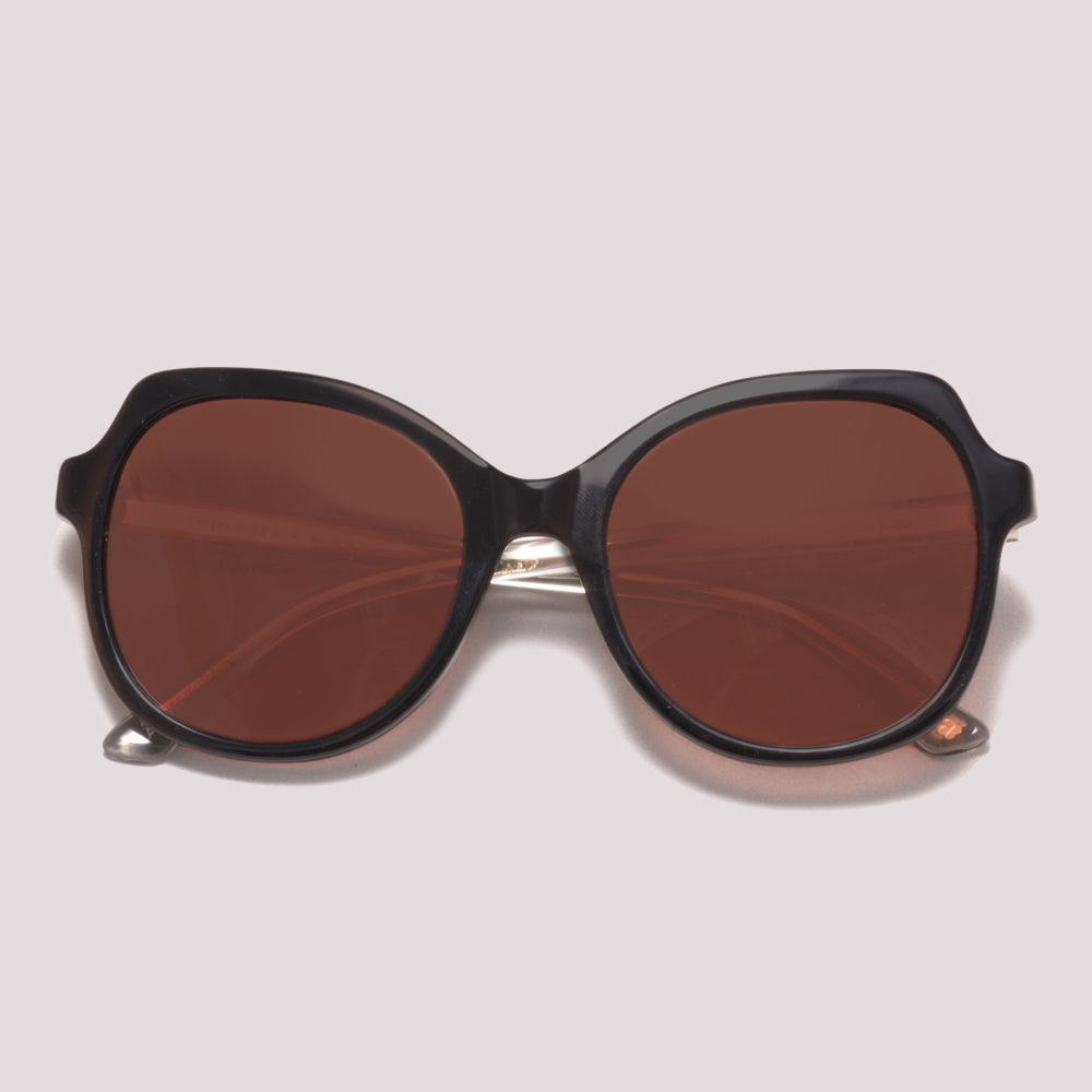 Anima Sou Bom A01 Preto Brilho e Transparente Marrom - Sol - 57 mm