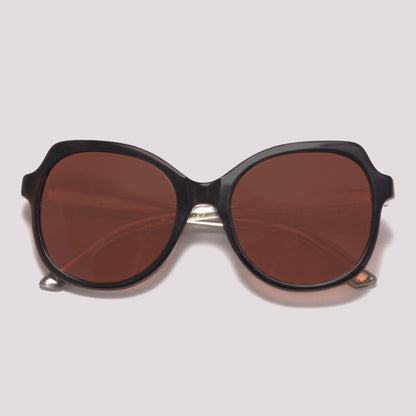 Anima Sou Bom A01 Preto Brilho e Transparente Marrom - Sol - 57 mm
