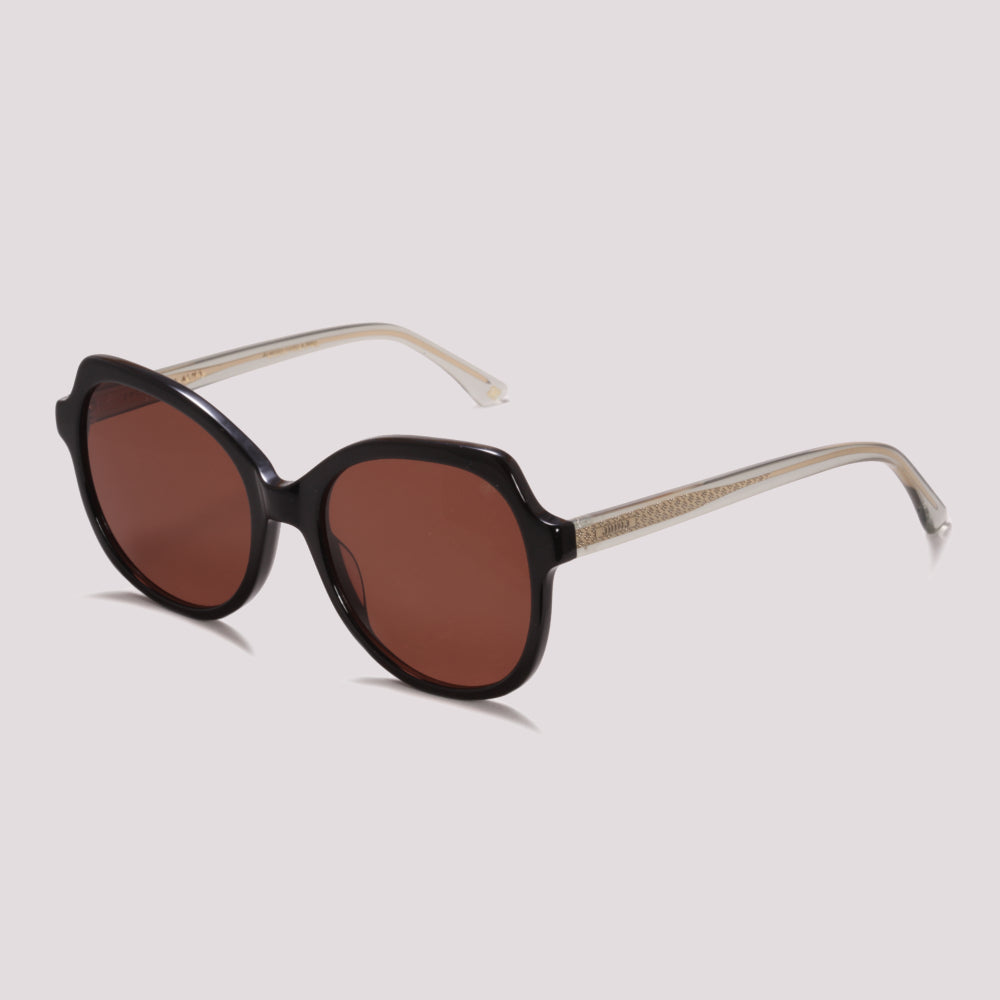 Anima Sou Bom A01 Preto Brilho e Transparente Marrom - Sol - 57 mm