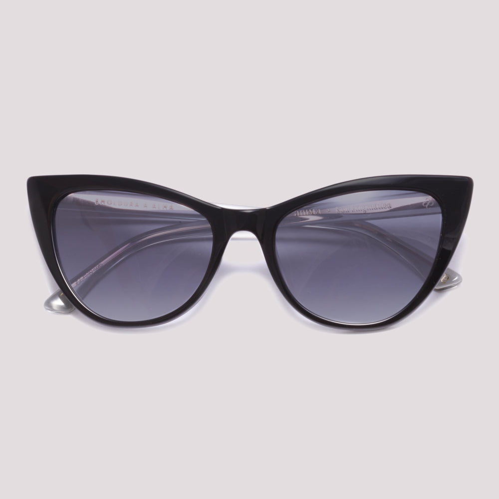 Anima Sou Enigmática A01 Preto Brilho e Transparente Preto Degradê  - Sol - 55 mm