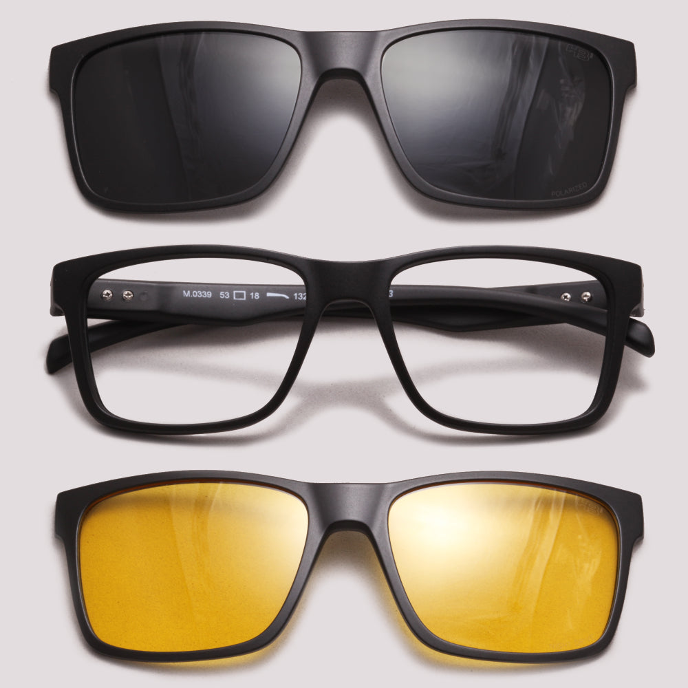 HB Polytech 0339 Clip On Preto Fosco Cinza Night Drive  - Grau - 53 mm