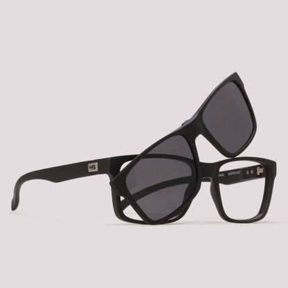 HB Polytech 0339 Clip On Preto Fosco Preto Polarizado - Grau - 53 mm