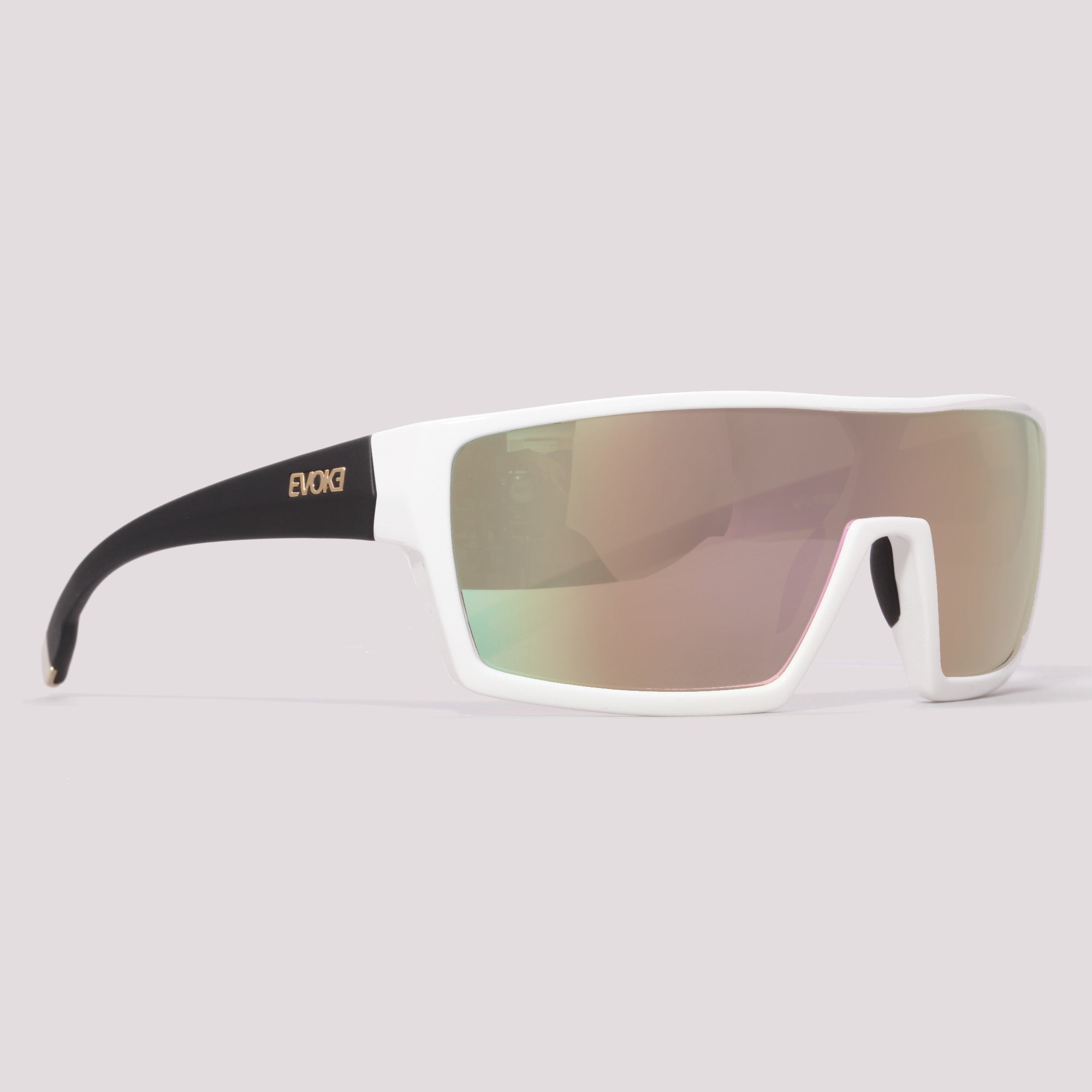 Evoke Bionic Beta BA02S Retangular Shine White Matte Black - Solar - TAM 145 mm