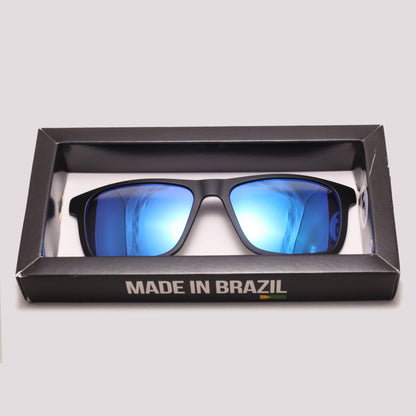 Clip On para óculos de grau HB Switch 0351 PReto Fosco Azul Espelhado