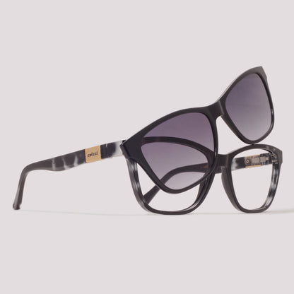 Colcci Bandy 7 Clip On Preto Brilho Demi Preto e Branco - Grau - 54 mm
