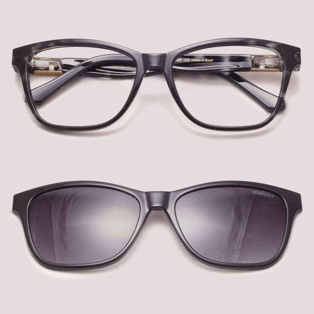 Colcci Bandy 7 Clip On Preto Brilho Demi Preto e Branco - Grau - 54 mm