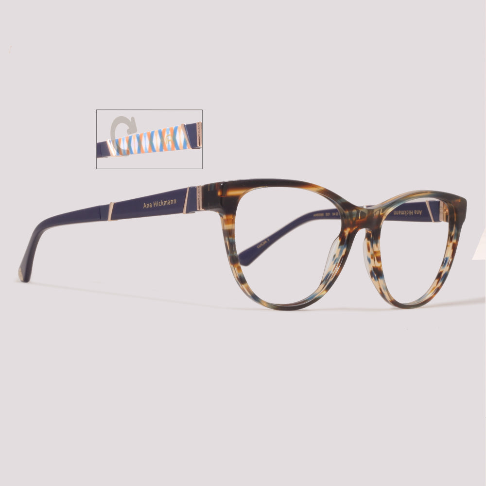 Ana Hickamnn Lucia 1 AH60066 D21 Mesclado Marrom e Azul - Grau - 54 mm