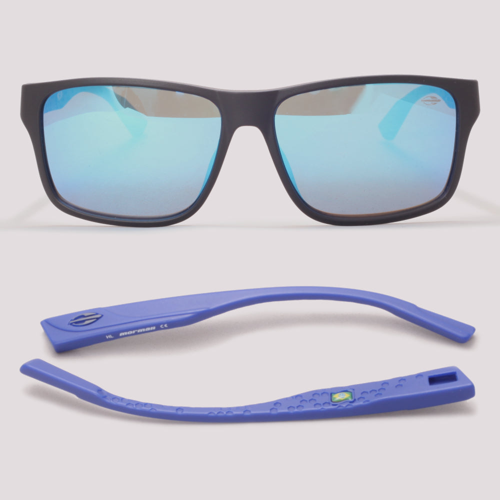 Mormaii Ancara 3 Preto Fosco Com Azul Lente Azul Revo Ice - Sol - 57 mm