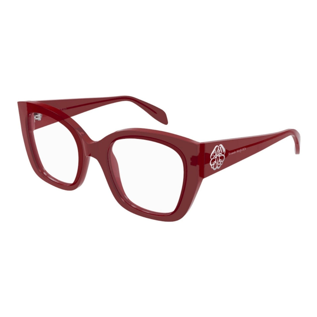 Alexander McQueen AM0379O 003 Vermelho Brilho Translúcido - Grau - 52 mm