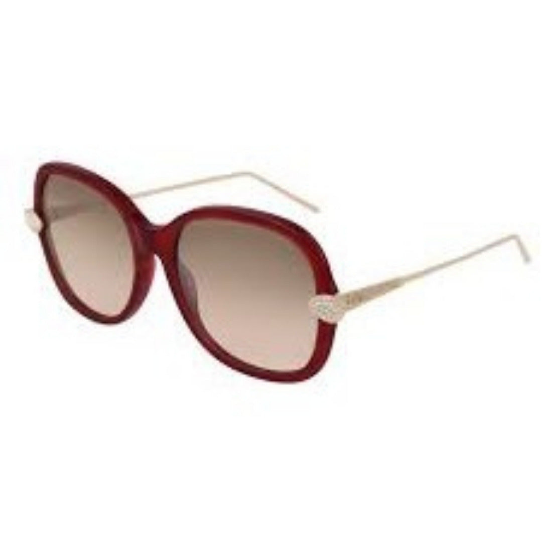 Boucheron BC0032S 005 Vermelho Brilho Marrom Degradê Espelhado - Sol - 55 mm