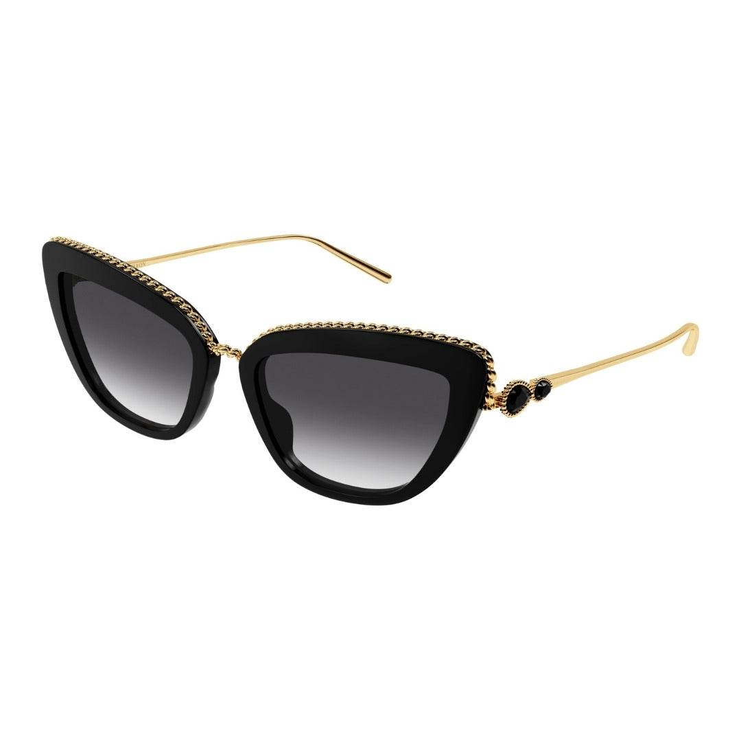 Boucheron BC0140S 001 Preto Brilho e Dourado Preto Degradê - Sol - 56 mm
