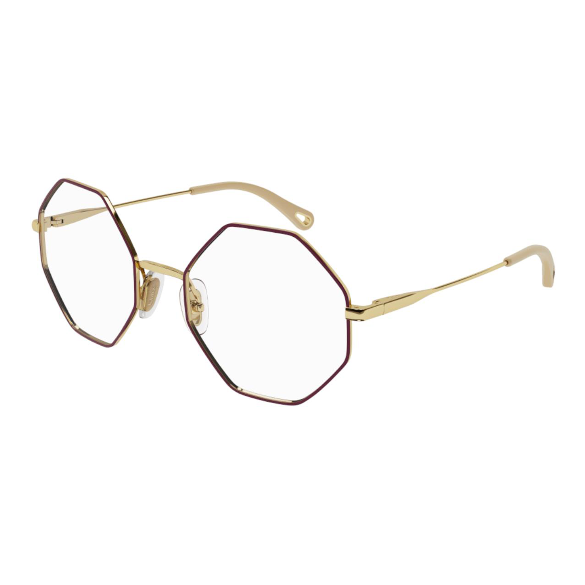 Chloé CH0022O 012 Dourado e Marrom Brilho - Grau - 53 mm