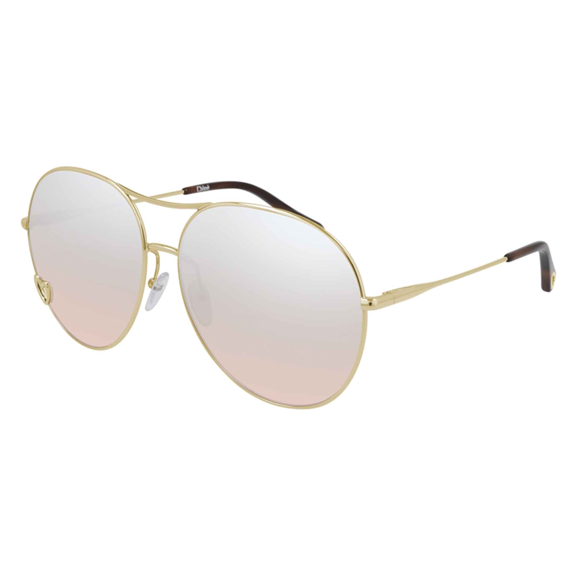 Chloé CH0028S 004 Dourado Brilho Marrom Espelhado - Sol - 63 mm