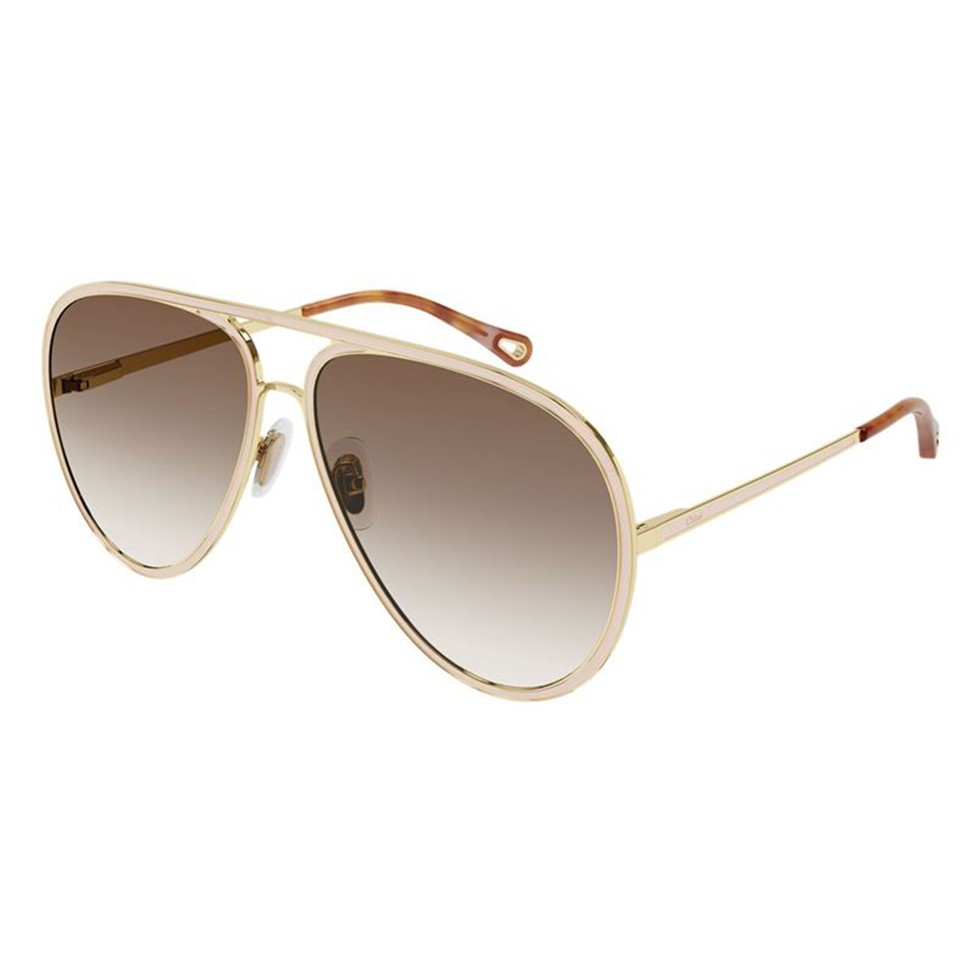 Chloé CH0099S 004 Nude e Dourado Marrom Degradê - Sol - 63 mm