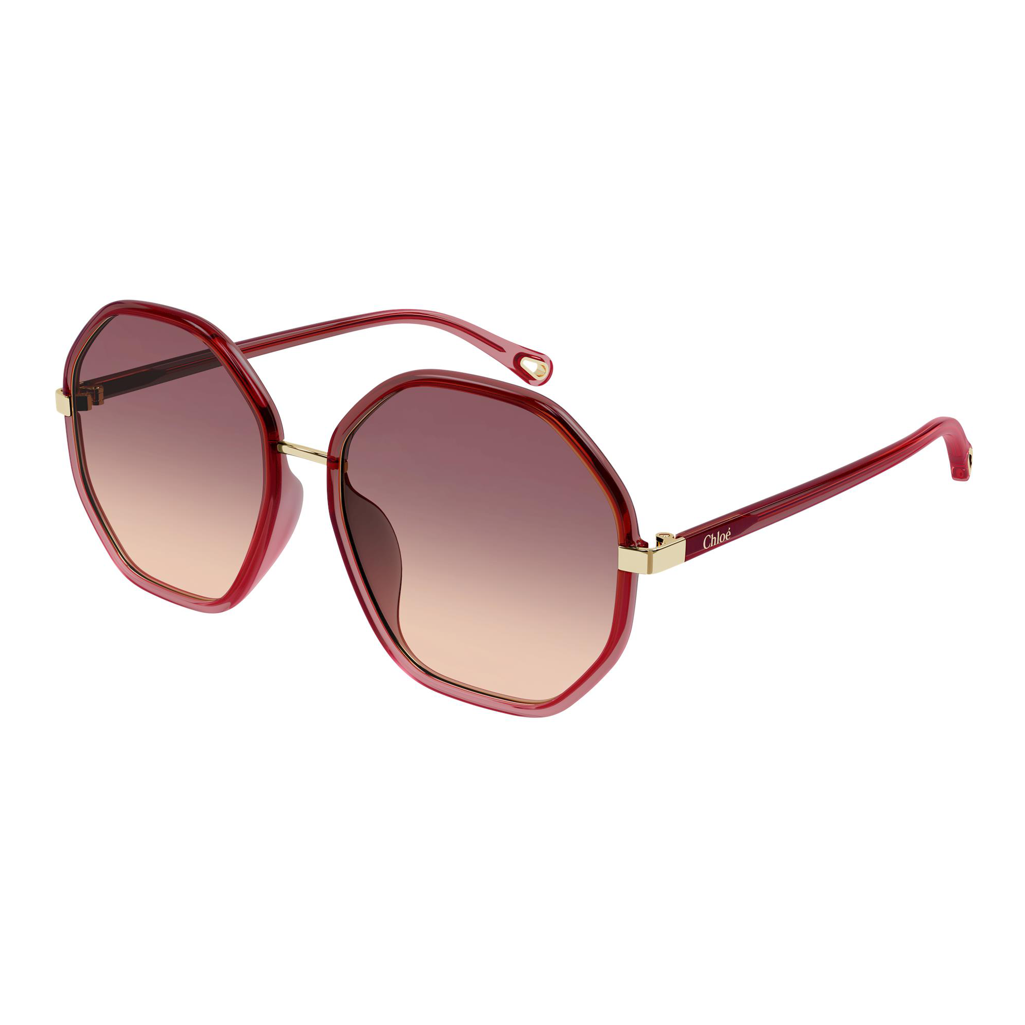 Chloé CH0133SA 004 Vermelho Translúcido Rosa Degradê - Sol - 59 mm