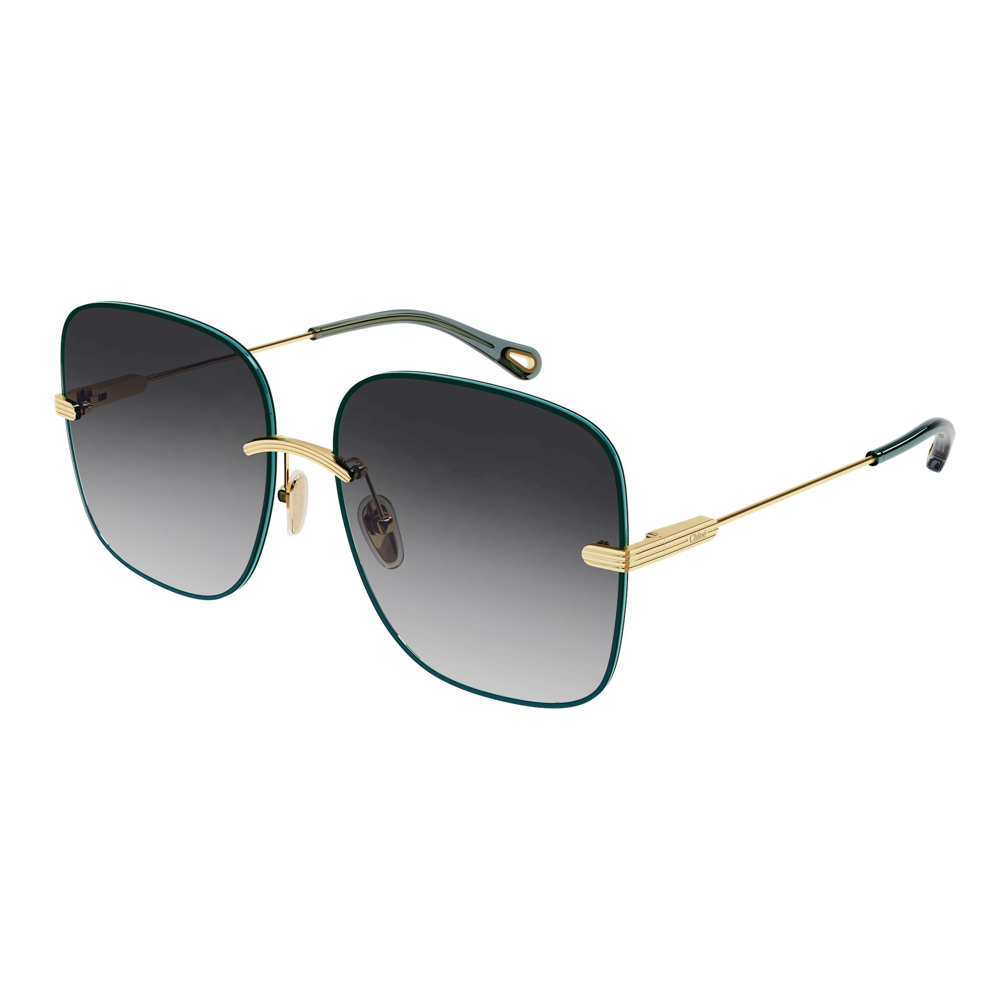 Chloé CH0134S 001 Dourado e Verde Brilho Preto Degradê - Sol - 61 mm