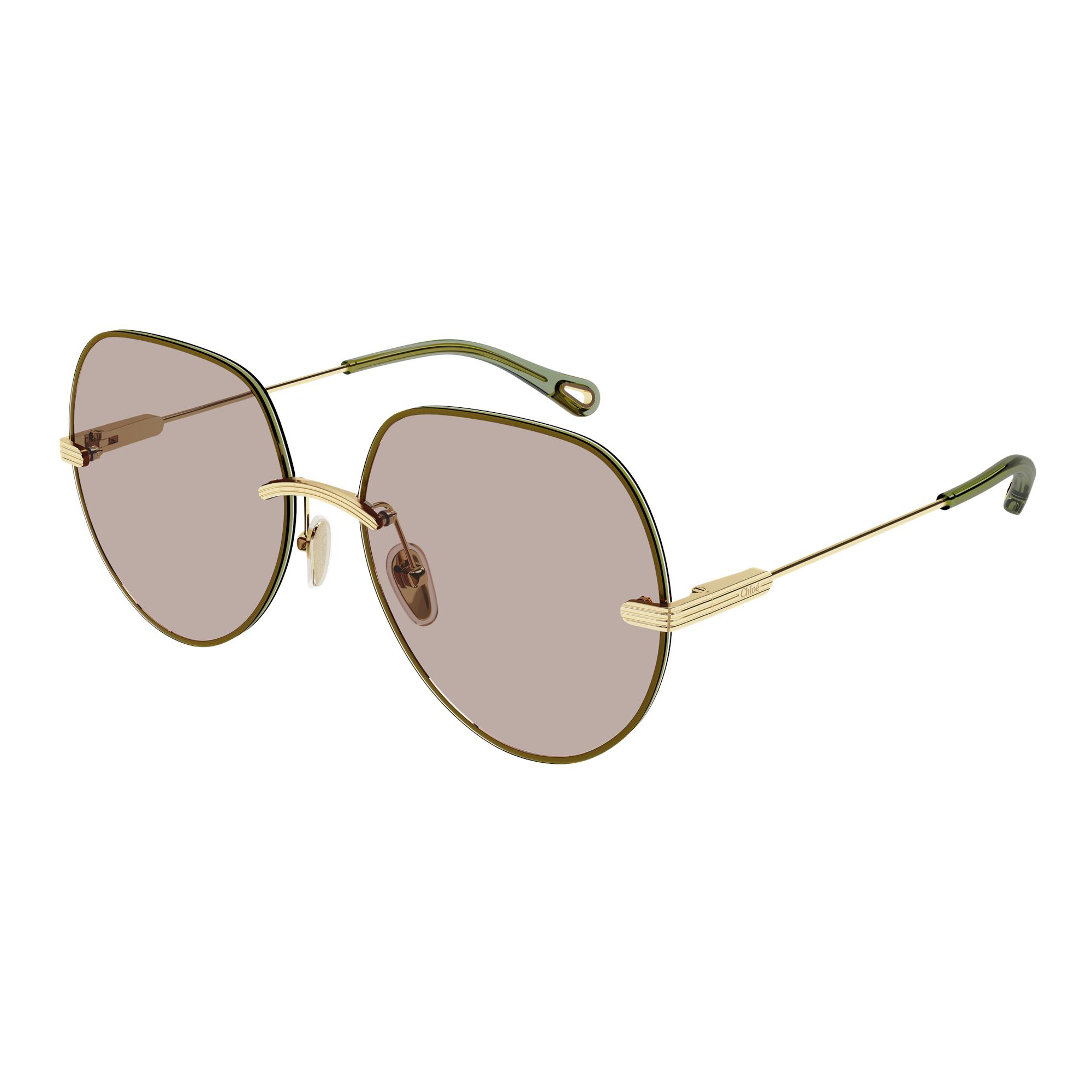 Chloé CH0135S 008 Verde e Dourado Brilho Marrom Total - Sol - 61 mm