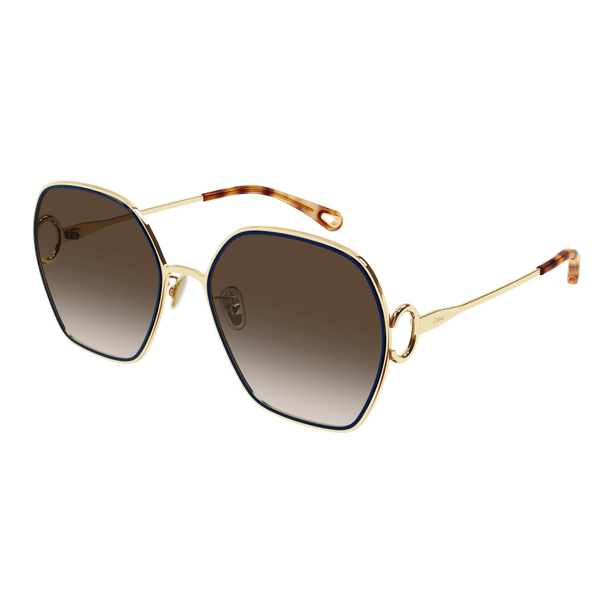 Chloé CH0146S 007 Dourado e Azul Brilho Marrom Degradê - Sol - 61 mm