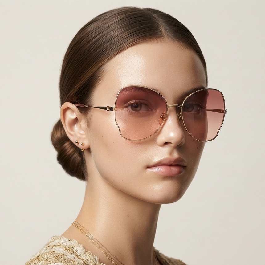 Chloé CH0094S 004 Dourado Brilho Rosa Degradê - Sol - 59 mm