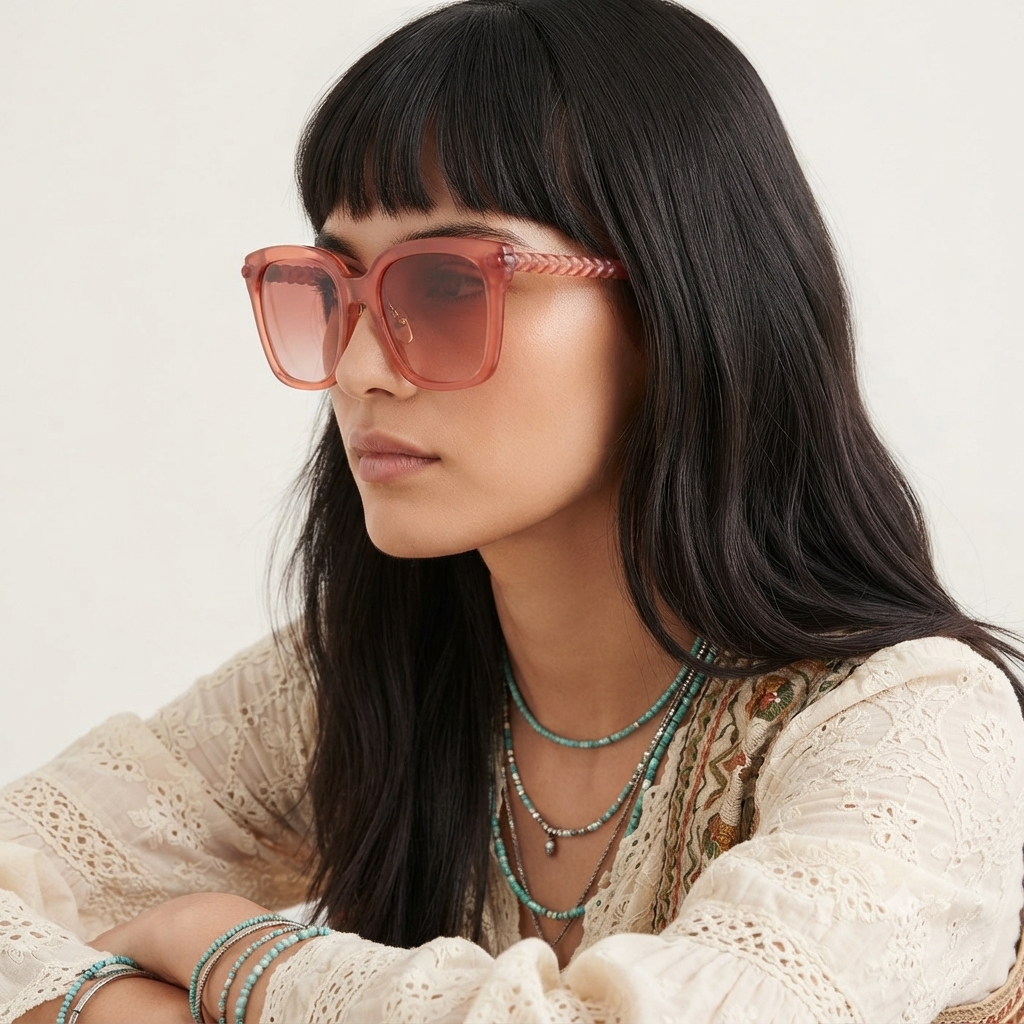 Chloé CH0075SK 003 Rosa Translúcido Rosa Degradê - Sol - 56 mm
