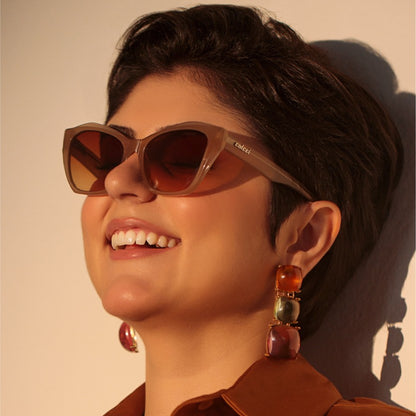 Colcci Luiza Sun Nude Brilho Marrom Degradê - Sol - 55 mm