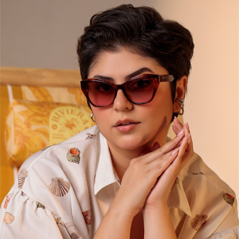 Colcci Luiza Sun Marrom Mesclado Brilho Marrom Degradê - Sol - 55 mm