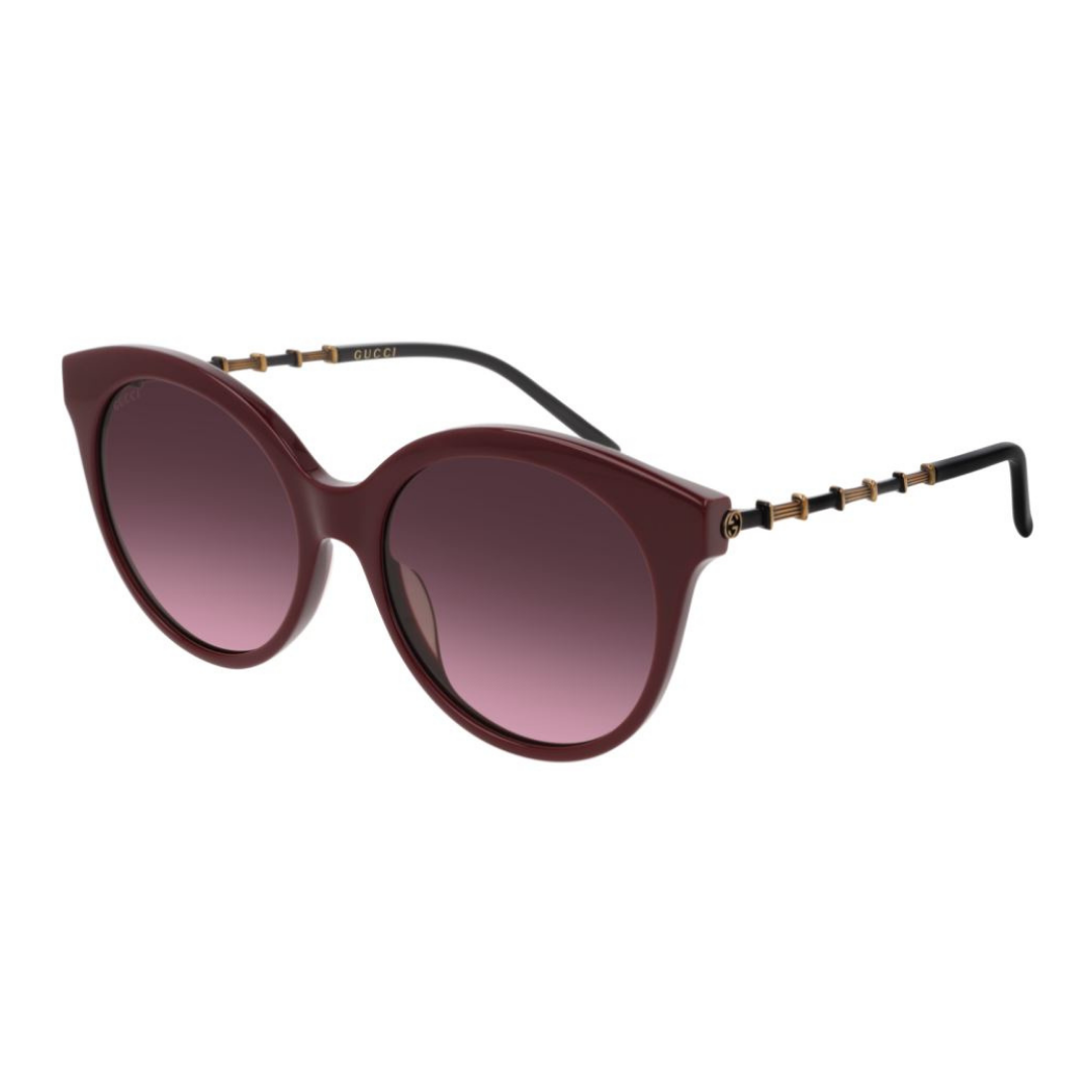 Gucci GG0653S 003 Vinho Brilho Vinho Degradê - Sol - 55 mm