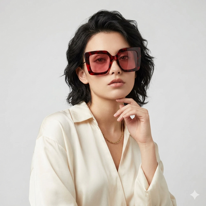 Gucci GG0435S 005 Vermelho Mesclado Rosa - Sol - 51 mm