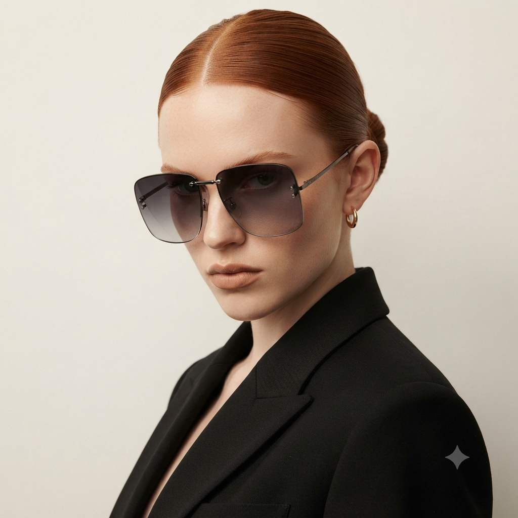 Alexander McQueen AM0343S 001 Cinza Brilho Preto Degradê - Sol - 64 mm