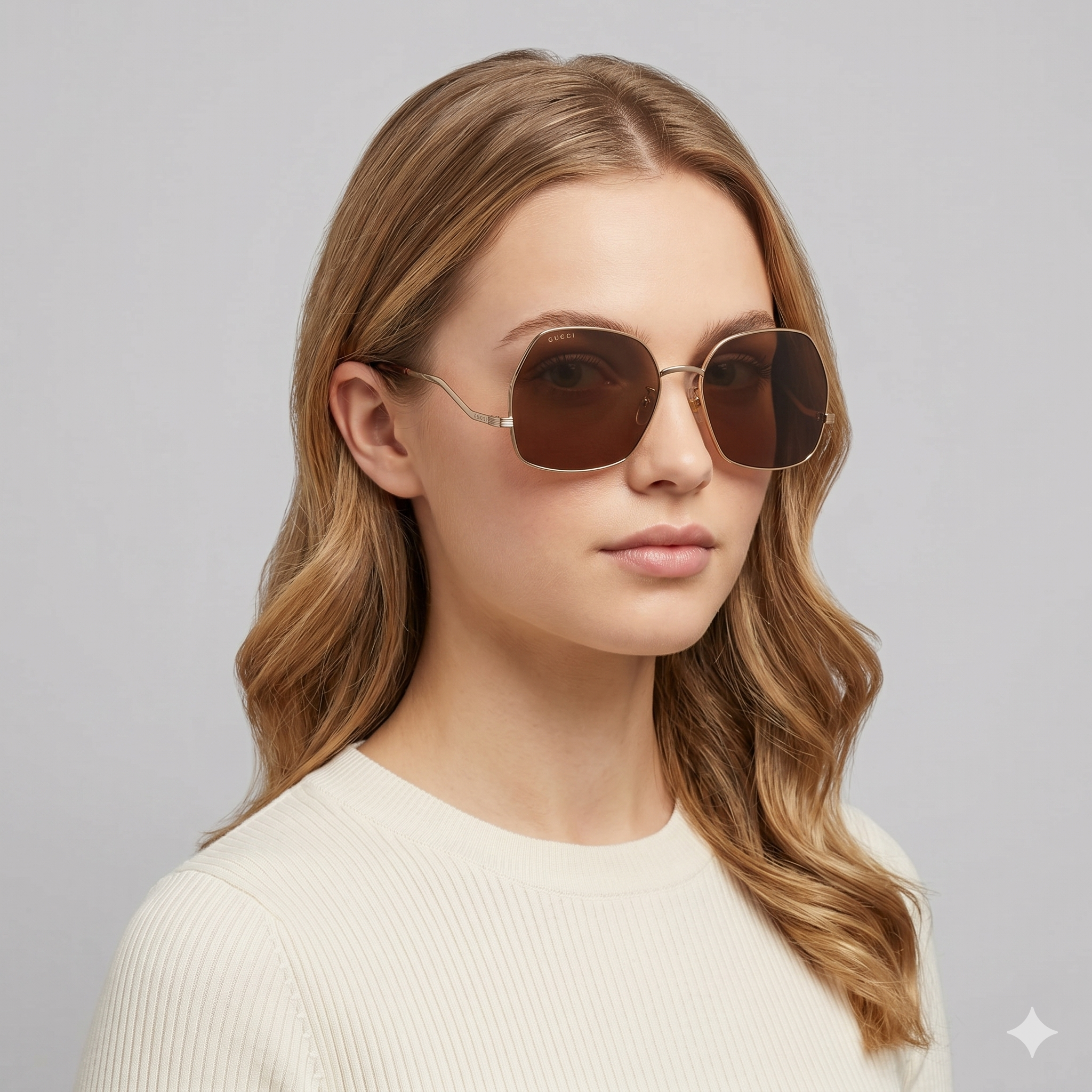 Gucci GG0972S 002 Dourado Marrom Total - Sol - 60 mm