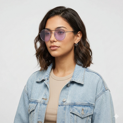 MCQ MQ0164S 005 Prata Brilho Roxo - Sol - 55 mm